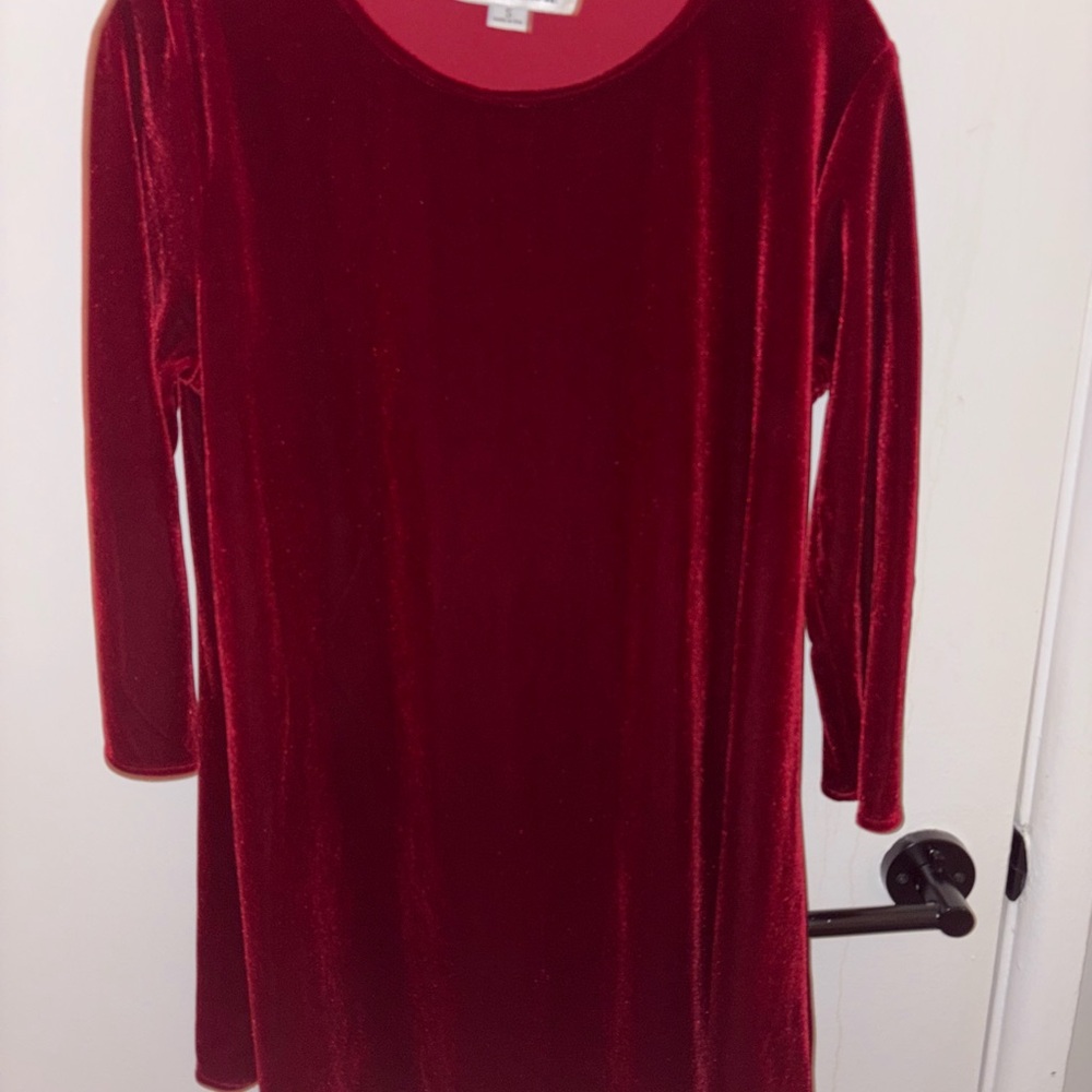 Elegant Red Velvet Tunic Top